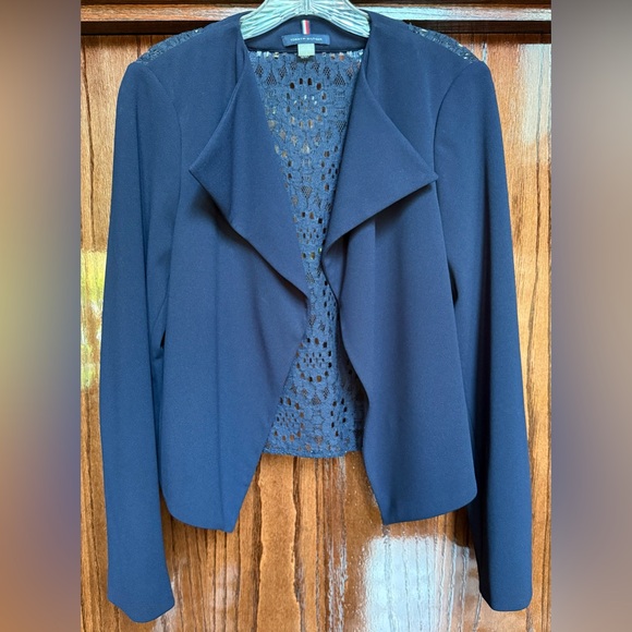 Tommy Hilfiger Women's Lace Sport Coat Blazer Suit Jacket Navy Blue Size 6 - Picture 1 of 10